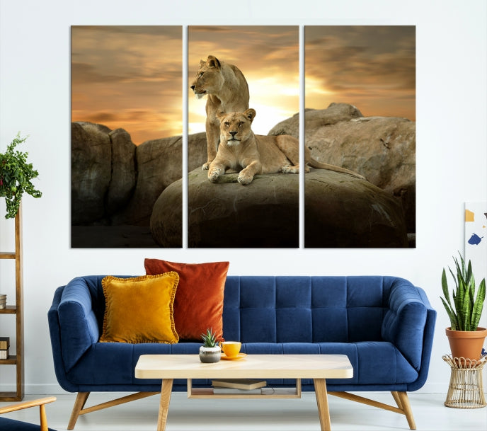 Arte de la pared de la sabana de África de la familia del león Lienzo
