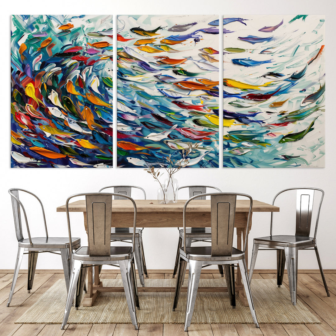Abstract Fish Shoal Wall Art Canvas Print