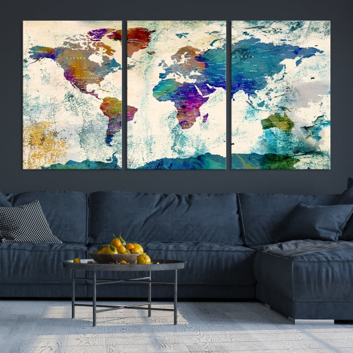 Art mural de la carte du monde à l’aquarelle