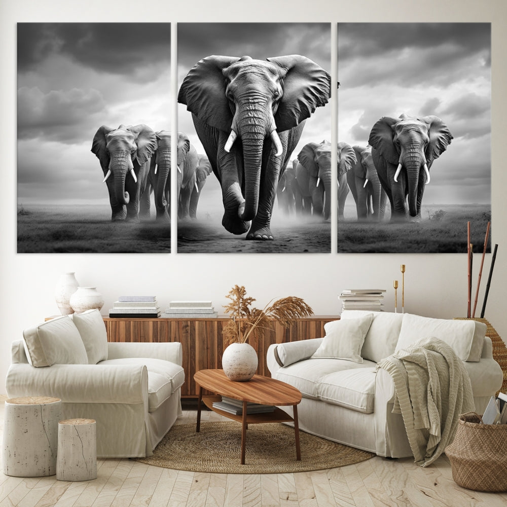 Elephant Family Wall Art Canvas Print