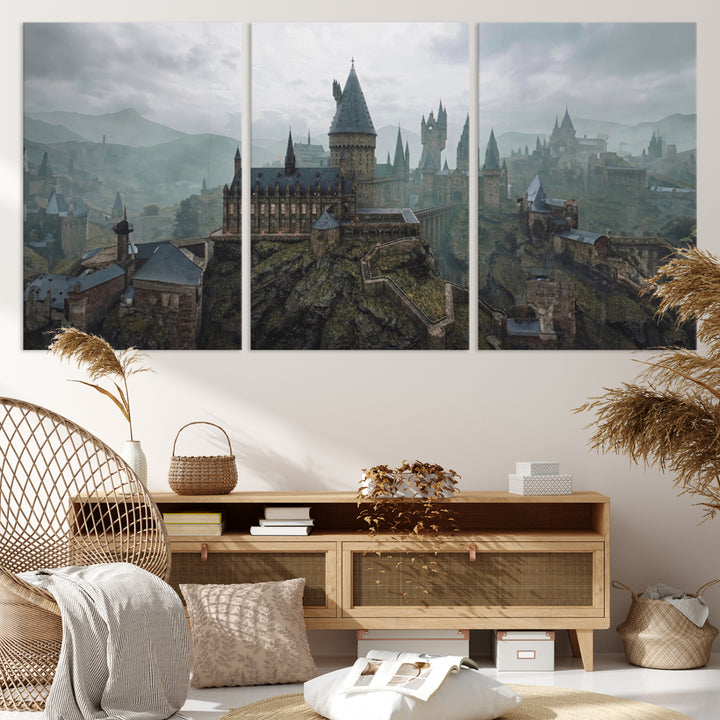 Disney Castle Wall Art Canvas Print, Living Kids Home Room Decor Art Print