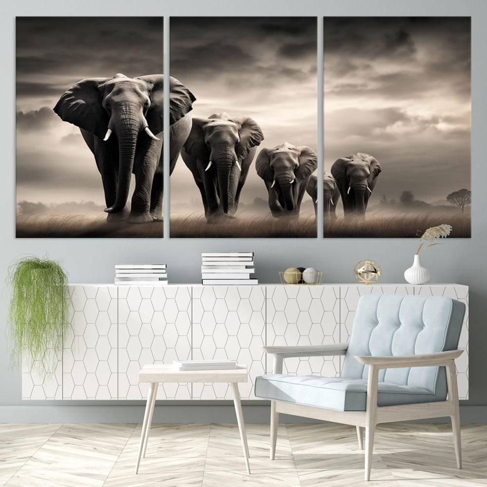 Elephants Wall Art Canvas Print