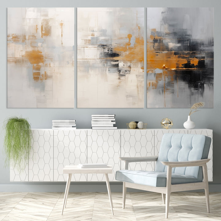 Orange Pastel Abstract Wall Art Canvas Print