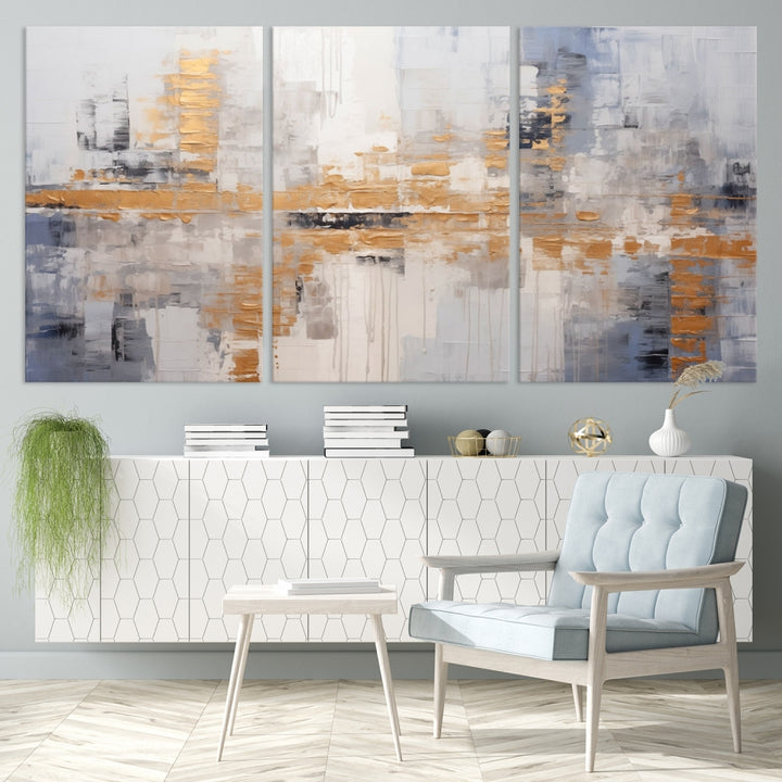 Beige Modern Large Abstract Wall Art Canvas Print