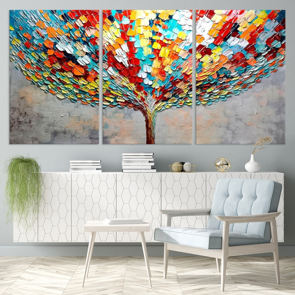 Impresión en lienzo de arte de pared de árbol colorido abstracto para decoración de salón comedor, pintura abstracta sobre lienzo