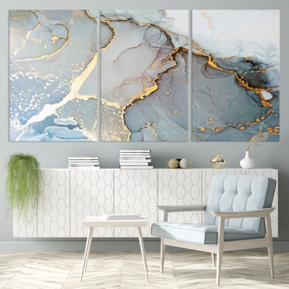 Toile murale en marbre doré, impression de peinture abstraite