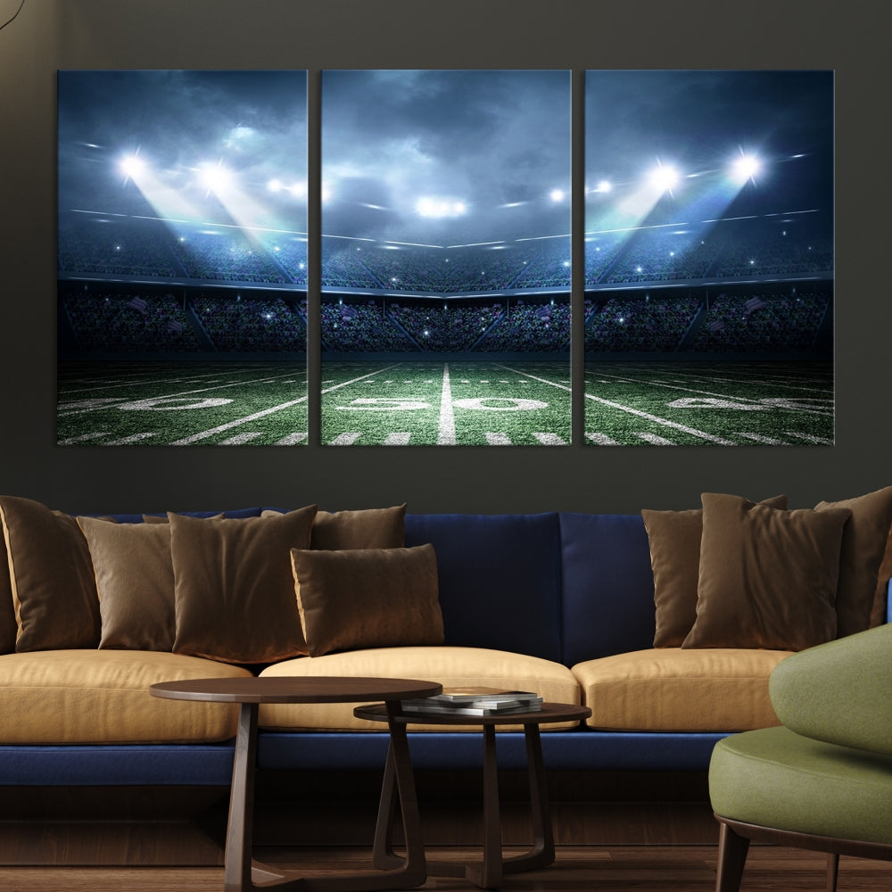 Impresión de lienzo de arte de pared del estadio de fútbol americano, decoración de sala de juegos, impresión de arte de pared deportiva 