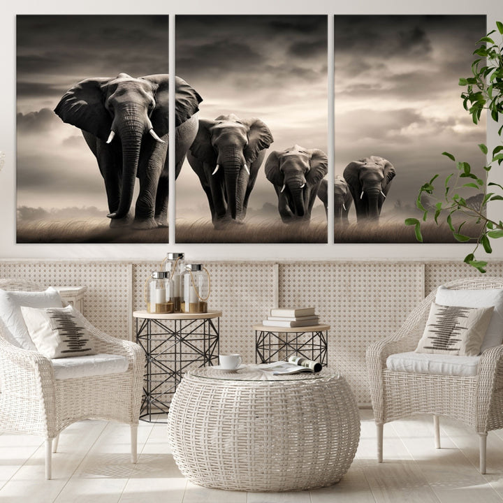 Elephants Wall Art Canvas Print