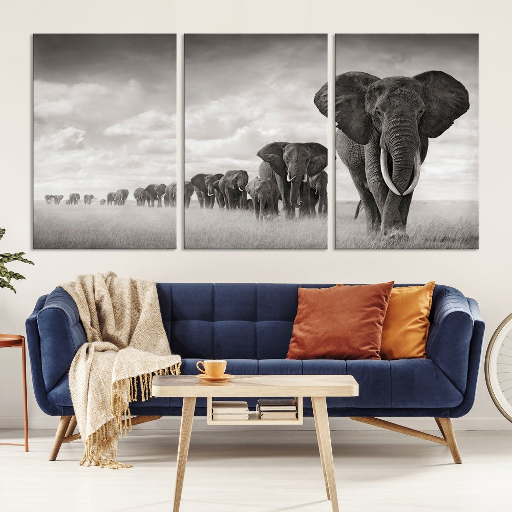 Herd of Elephants Wall Art Canvas Print