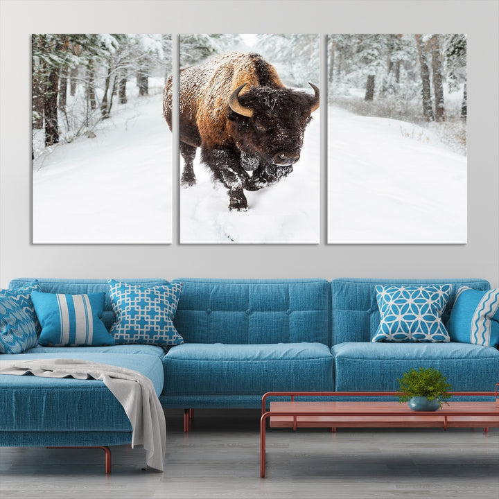Bison Wall Art Canvas Print For Farmhouse, Animal Canvas Print, Wild Animal Wall Art