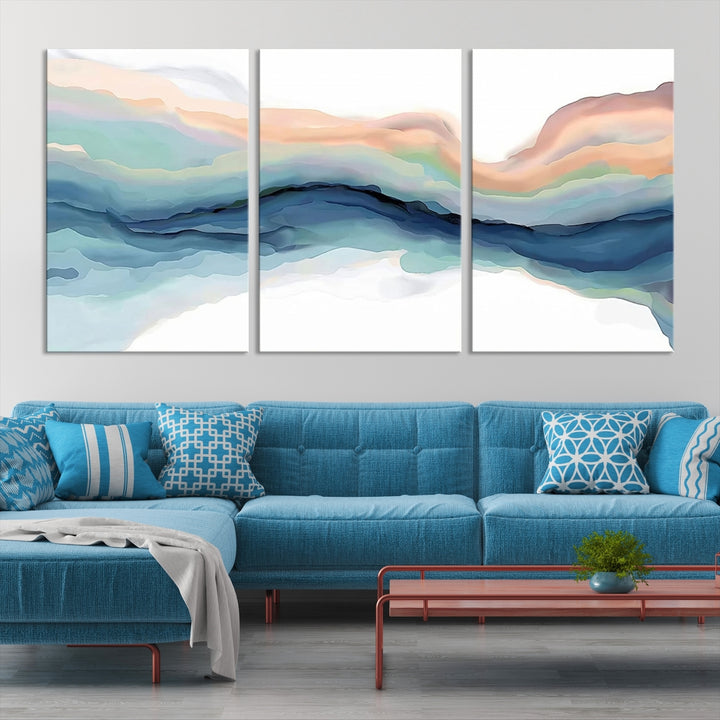Impresión de lienzo enmarcado Conjunto de arte de pared Ilustraciones abstractas Decoración de pared de arte moderno minimalista