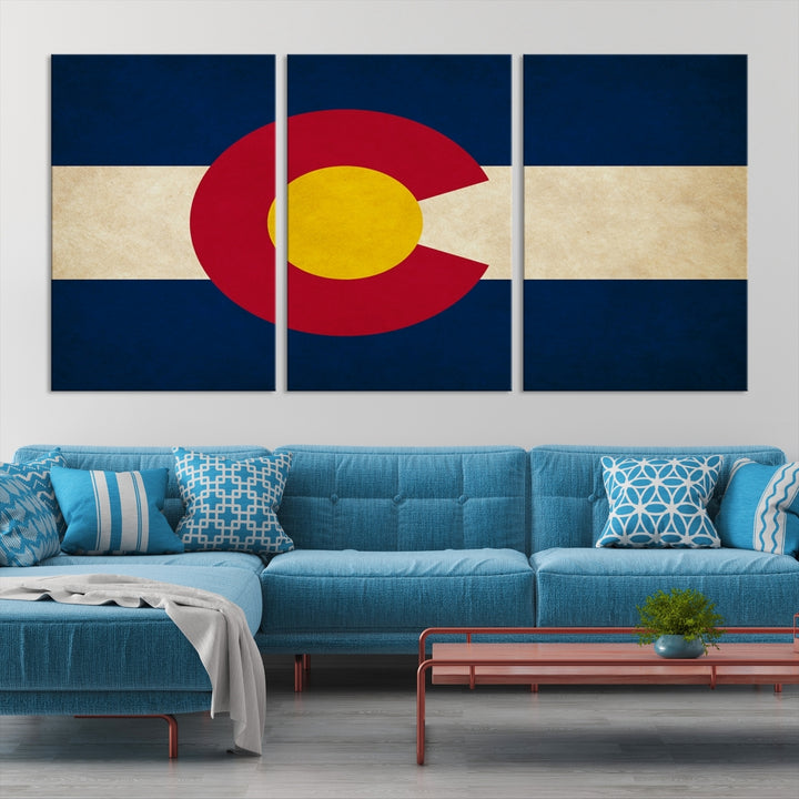 Art mural du drapeau des États du Colorado Impression sur toile