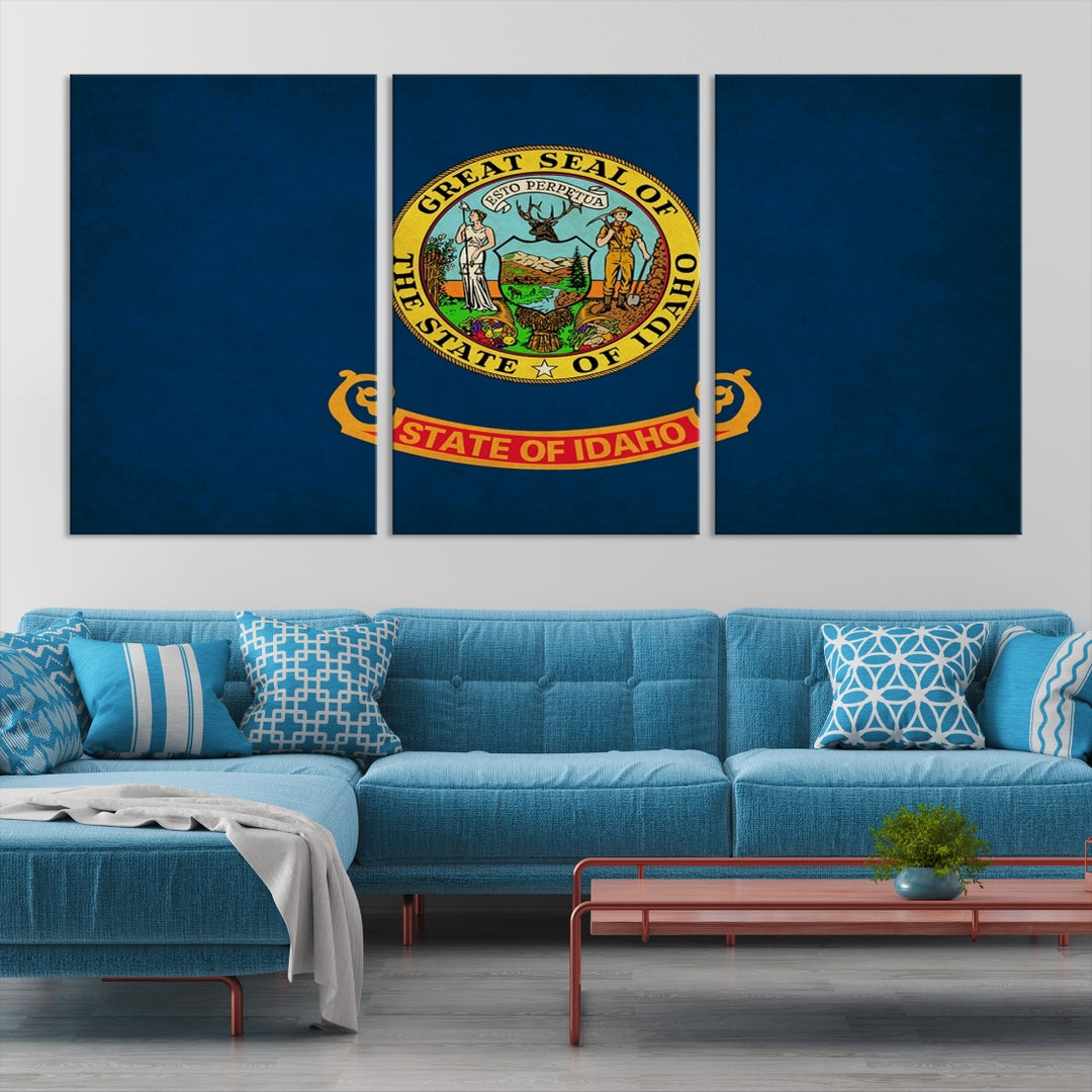 Arte de la pared de la bandera de los estados de Idaho USA Lienzo