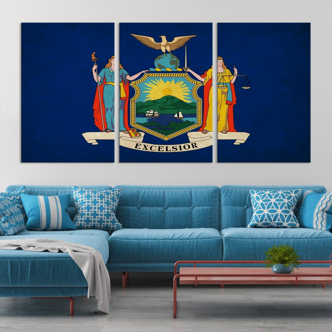 Art mural du drapeau des États de New York Impression sur toile
