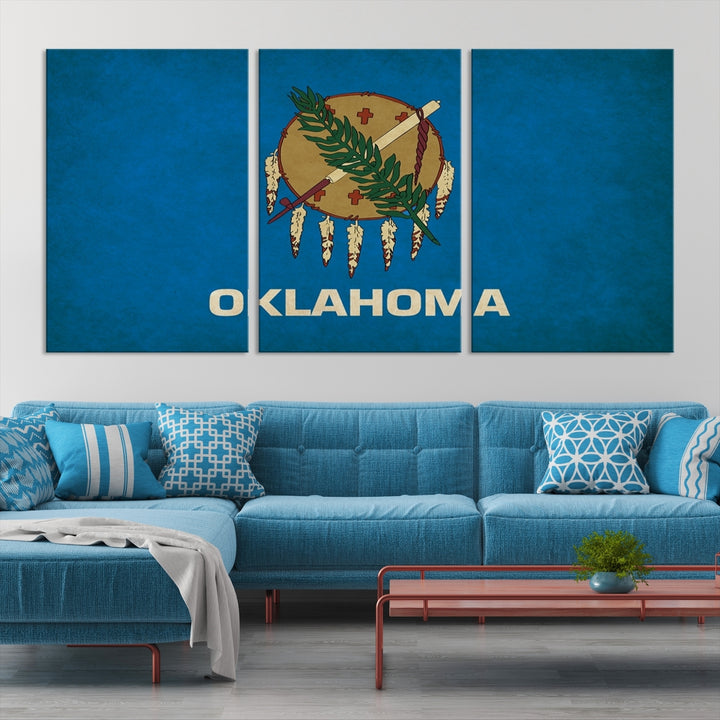 Oklahoma States Flag Wall Art Canvas Print