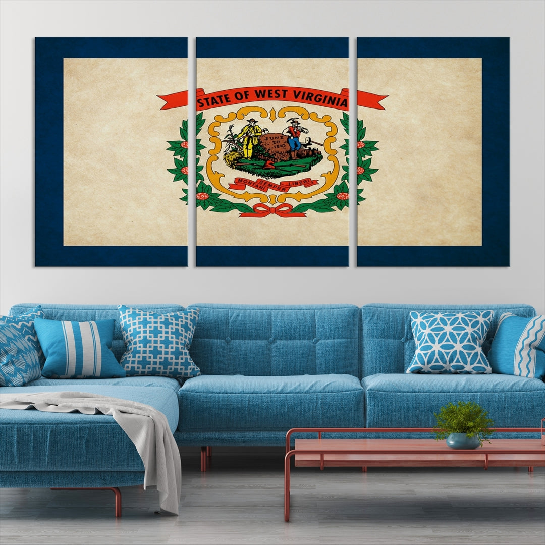 Arte de la pared de la bandera de los estados de Virginia Occidental Lienzo