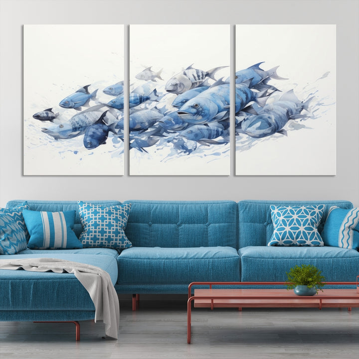 Art mural de poisson abstrait Impression sur toile