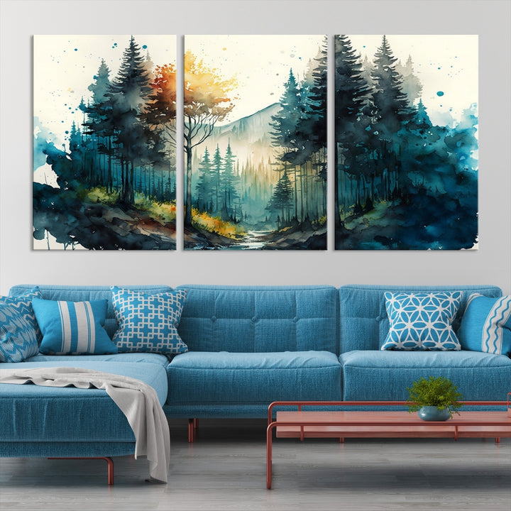 Watercolor Trees Forest Abstract Wall Art Canvas Print