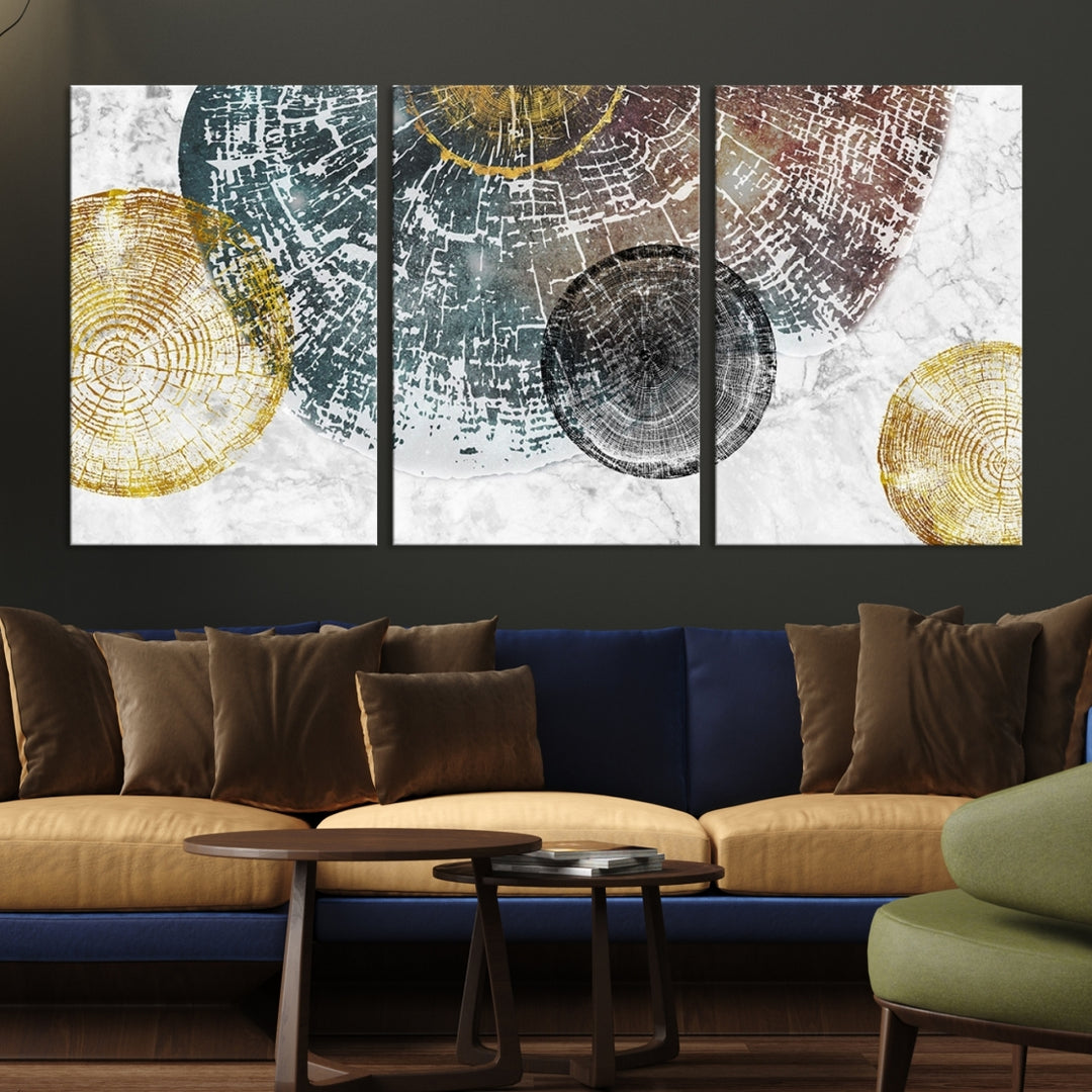 Impresión en lienzo de arte abstracto de pared de 3 paneles - Kod1