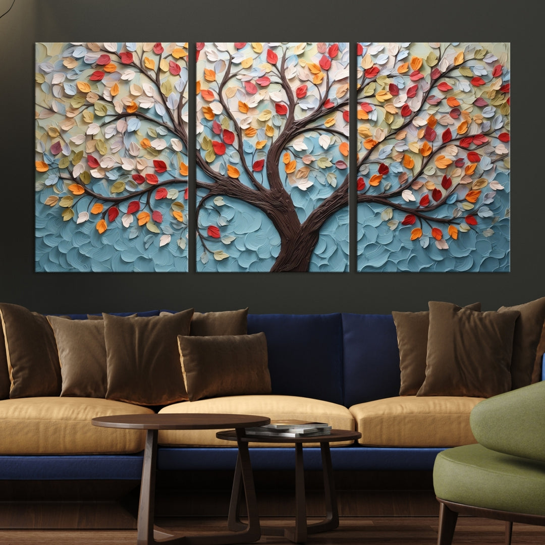 Arte abstracto de la pared del árbol y de la hoja Lienzo