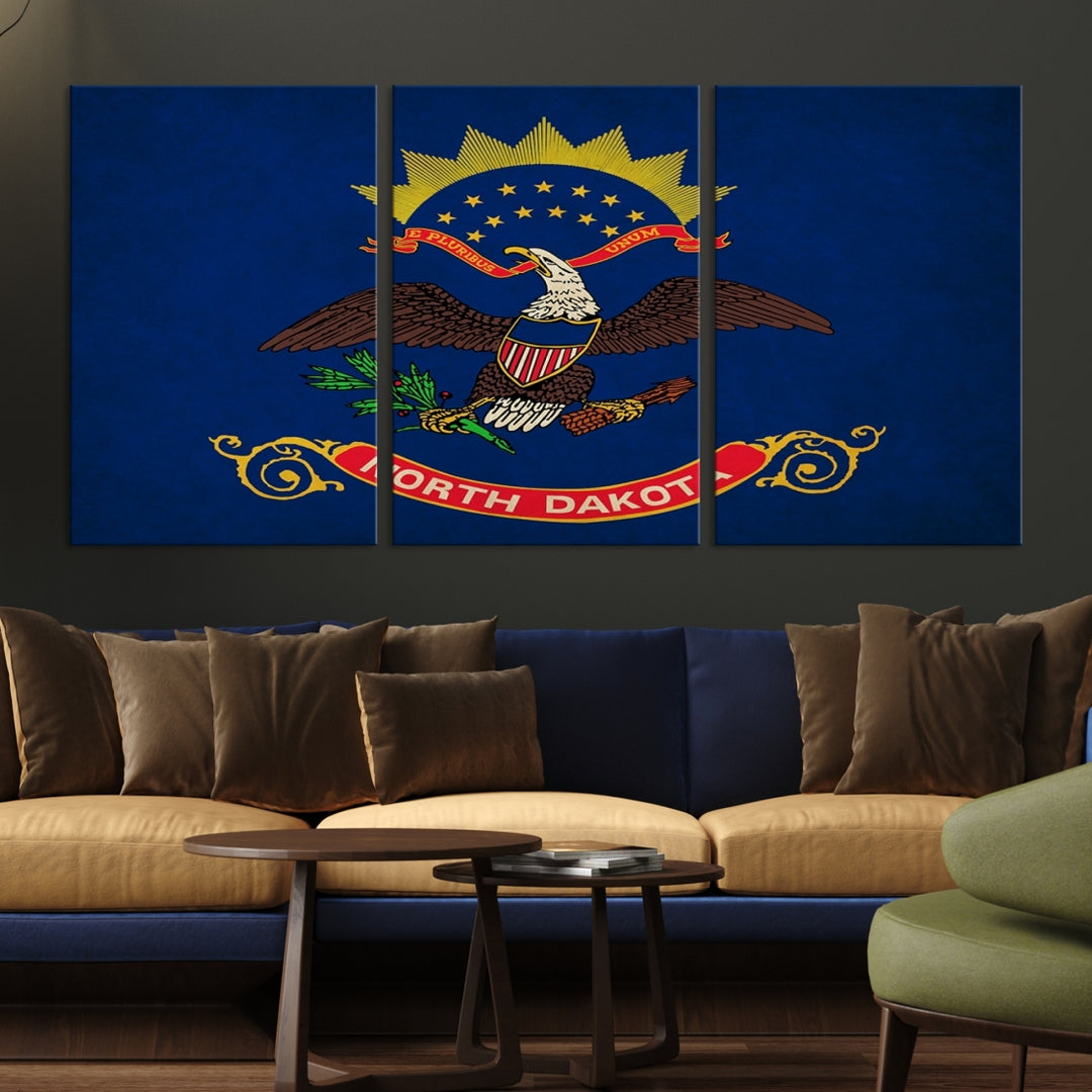 Art mural du drapeau du Dakota du Nord Impression sur toile