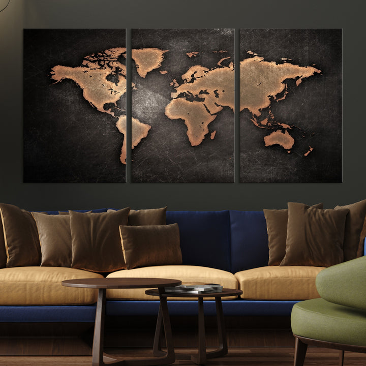 Lienzo decorativo para pared con mapa mundial grande