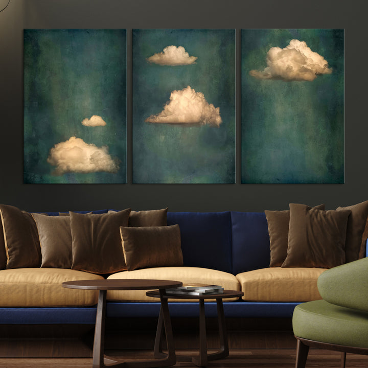 Ensemble de 3 pièces de nuages ​​abstraits, impression sur toile d'art mural
