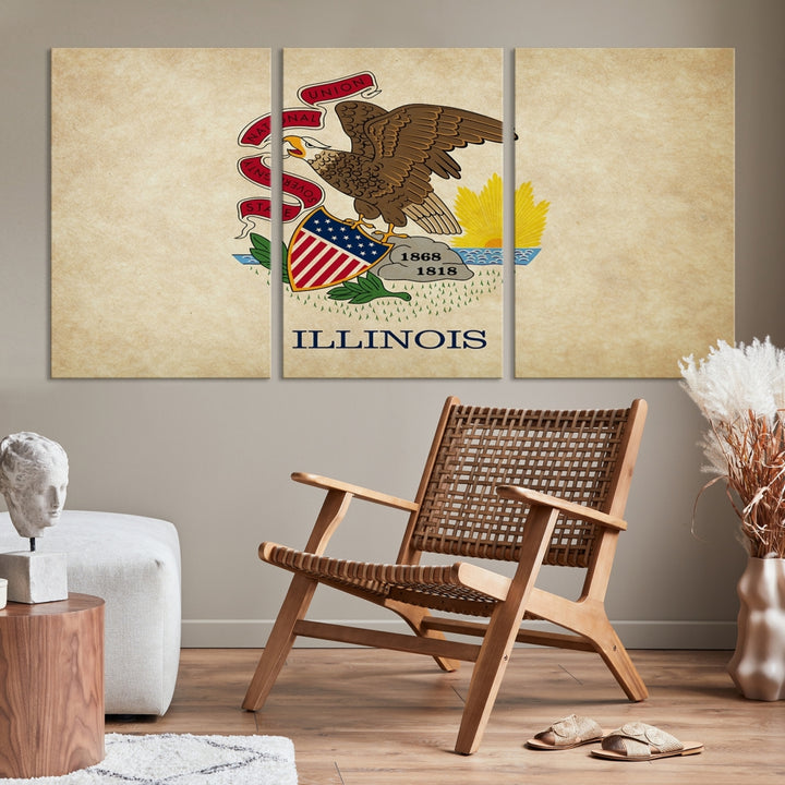 Illinois States Flag Wall Art Canvas Print