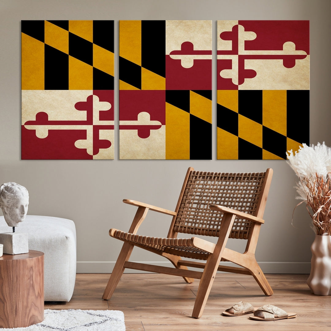 Arte de la pared de la bandera de Maryland Lienzo