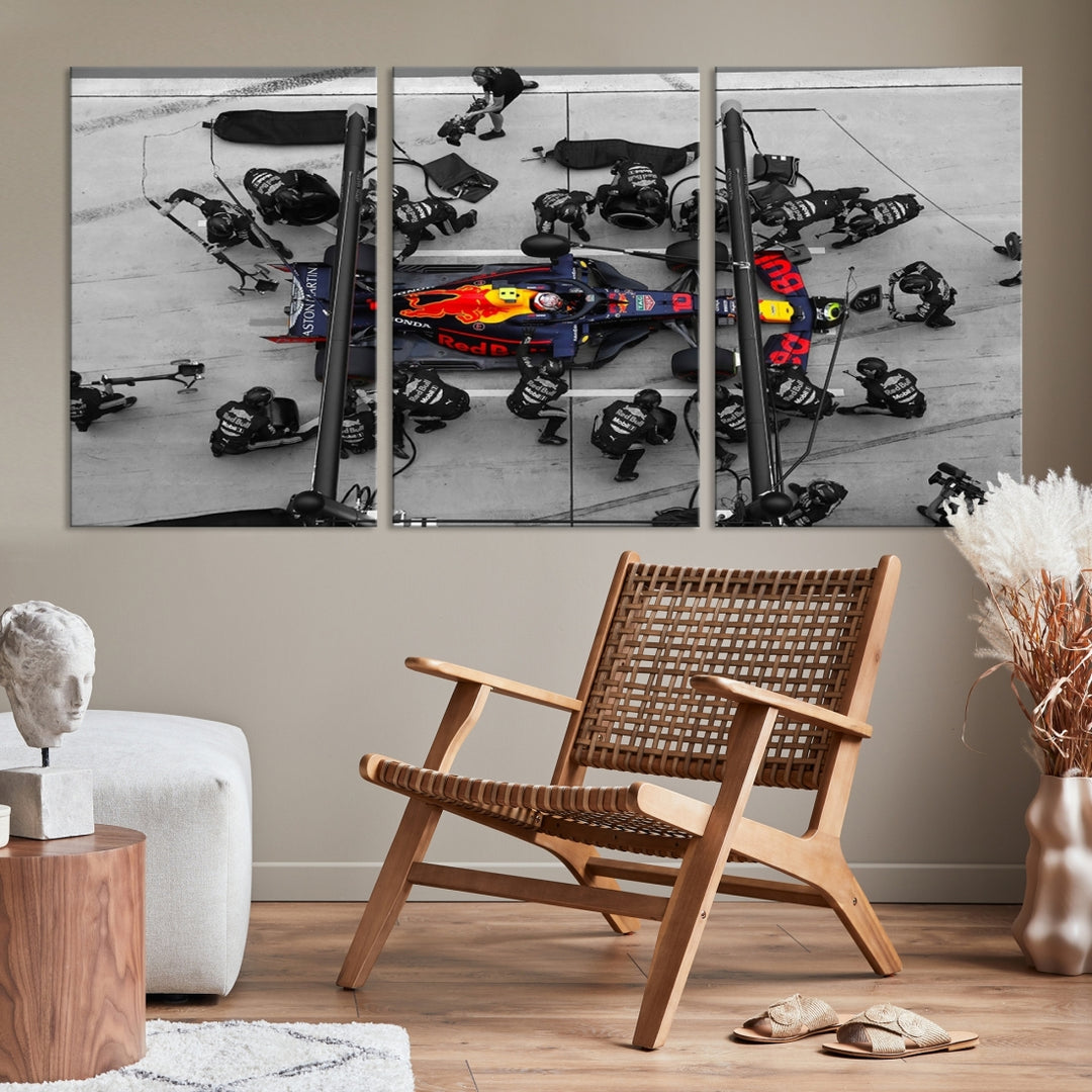 RedBull - Fórmula 1 Lienzo Pared Arte Hombre cueva decoración Coche carreras impresión Fórmula 1 cartel Regalo para él Racing pared arte