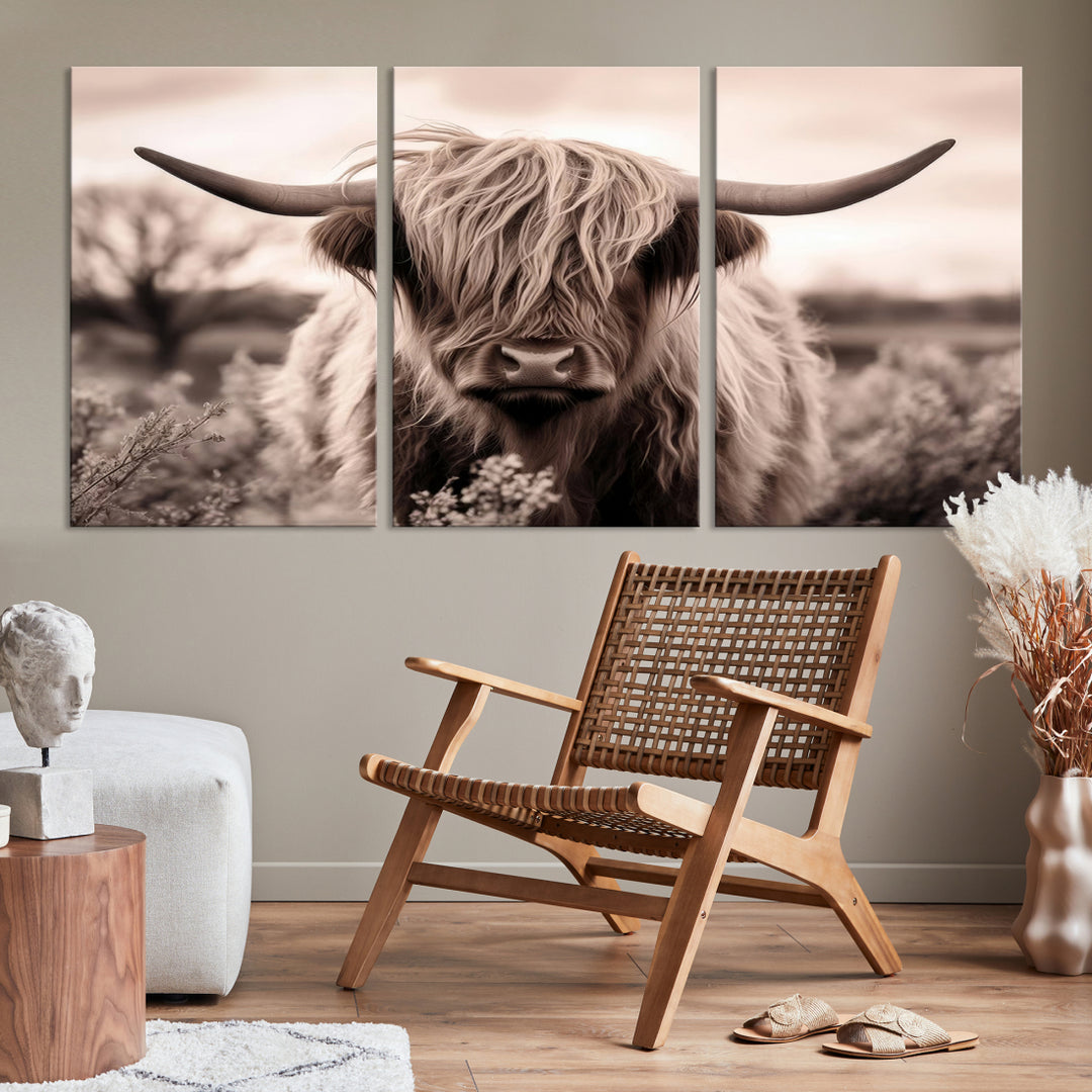 Scottish Cow Longhorn Wall Art Canvas Print