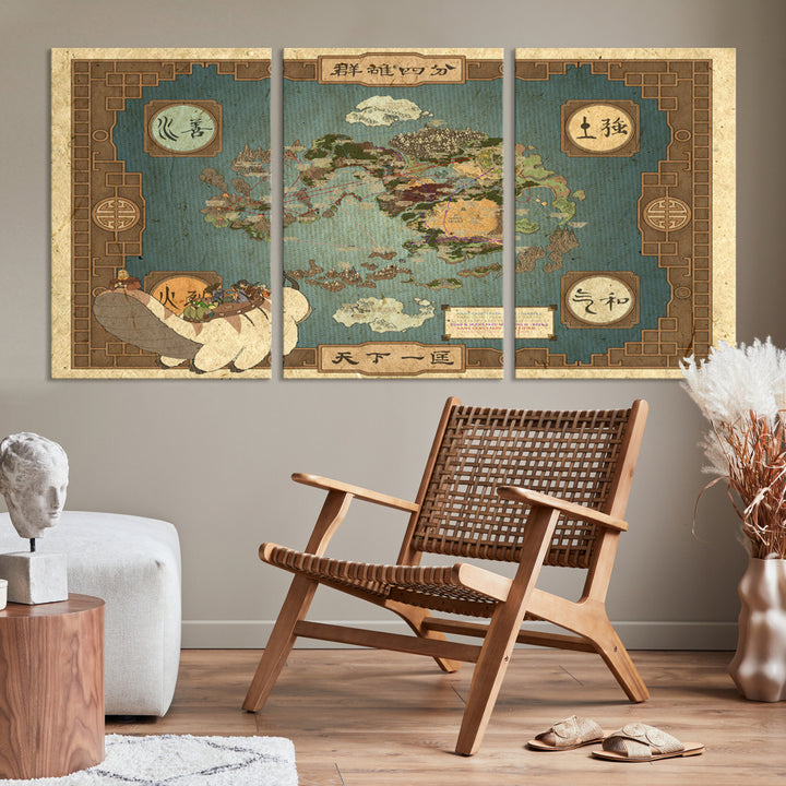 Avatar air-bender World map Canvas Wall Art Canvas Print