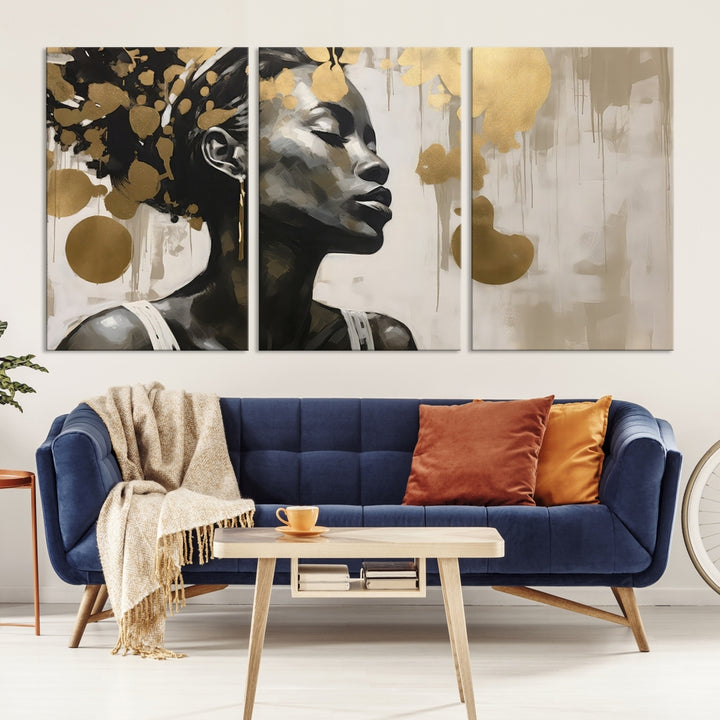 Lienzo artístico abstracto de belleza africana para mujer