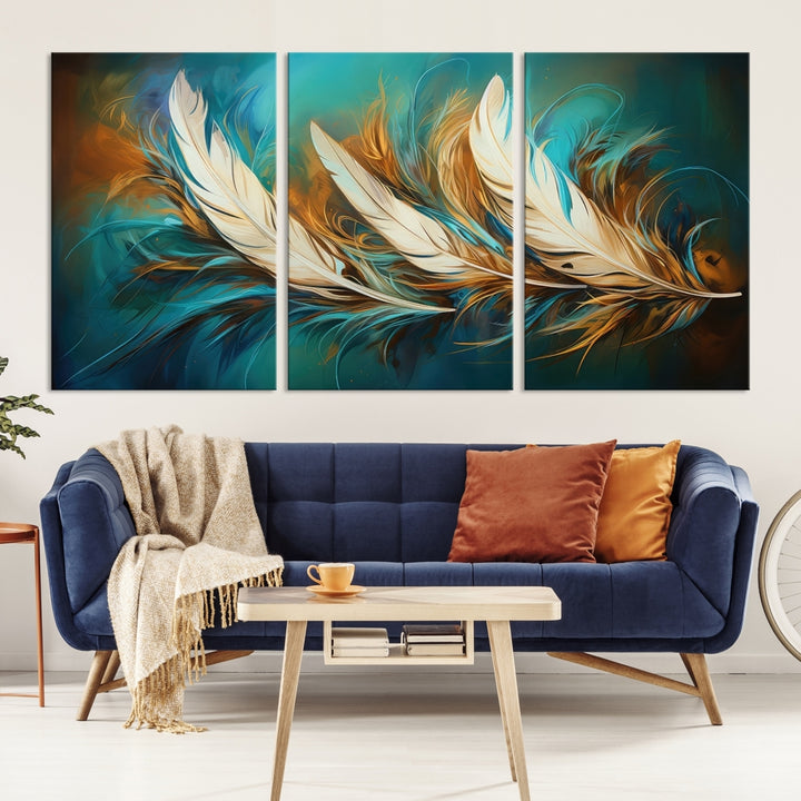 Arte abstracto de la pared de plumas Lienzo