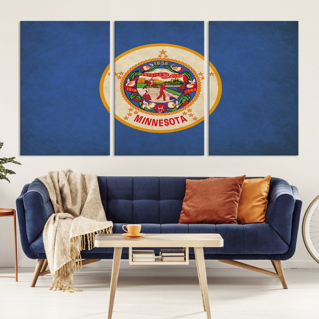 Art mural du drapeau des États du Minnesota Impression sur toile