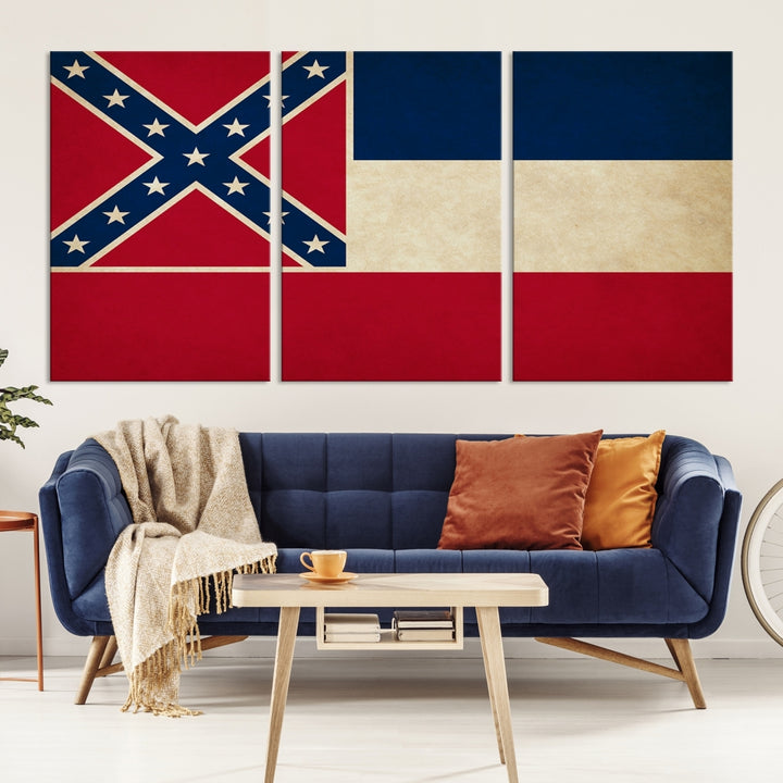 Mississippi States Flag Wall Art Canvas Print