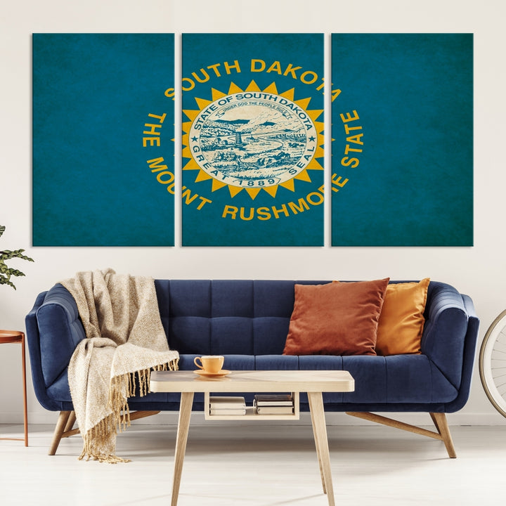 South Dakota States Flag Wall Art Canvas Print