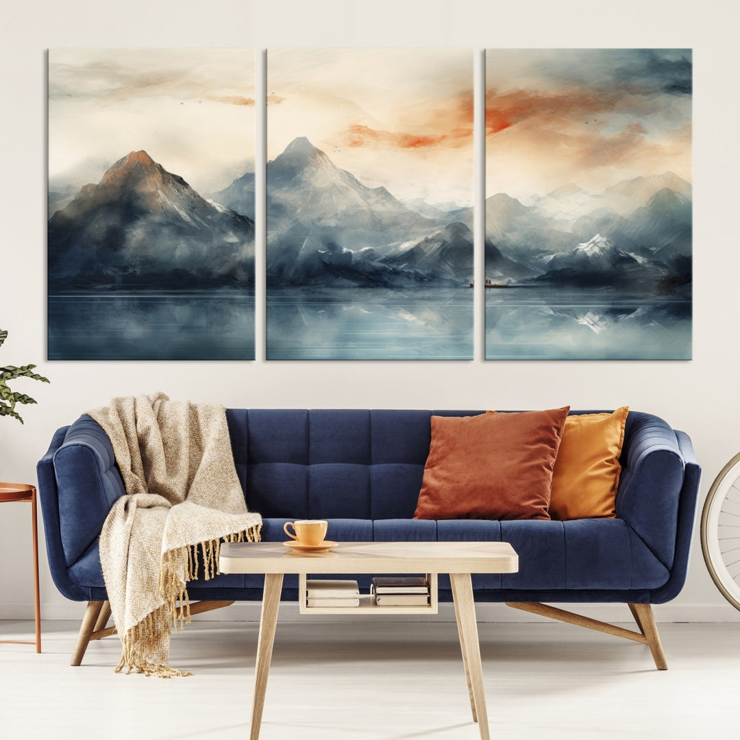 Watercolor Abstract Misty Mountain Wall Art
