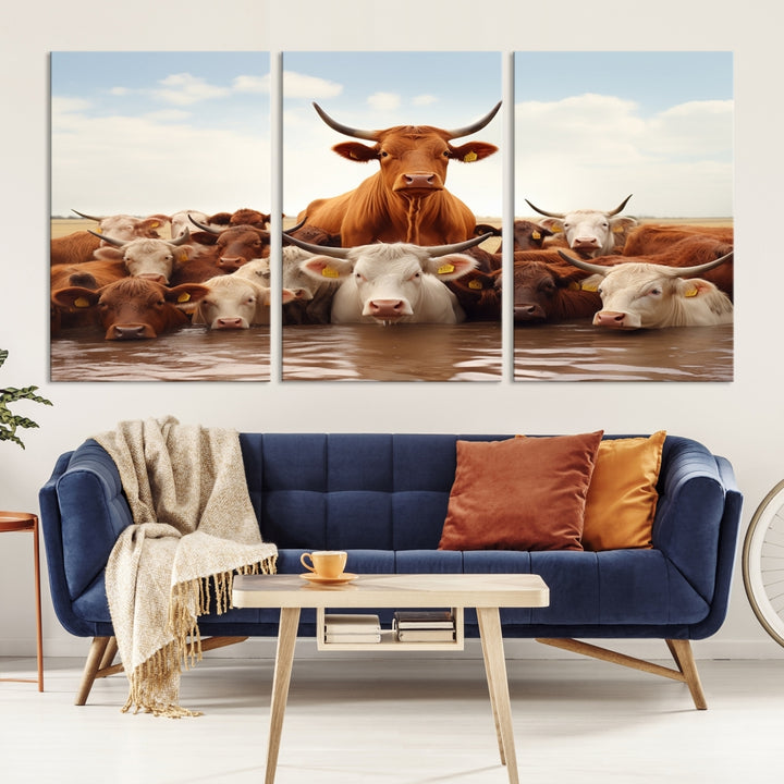 Impression sur toile d’art mural de vaches abstraites