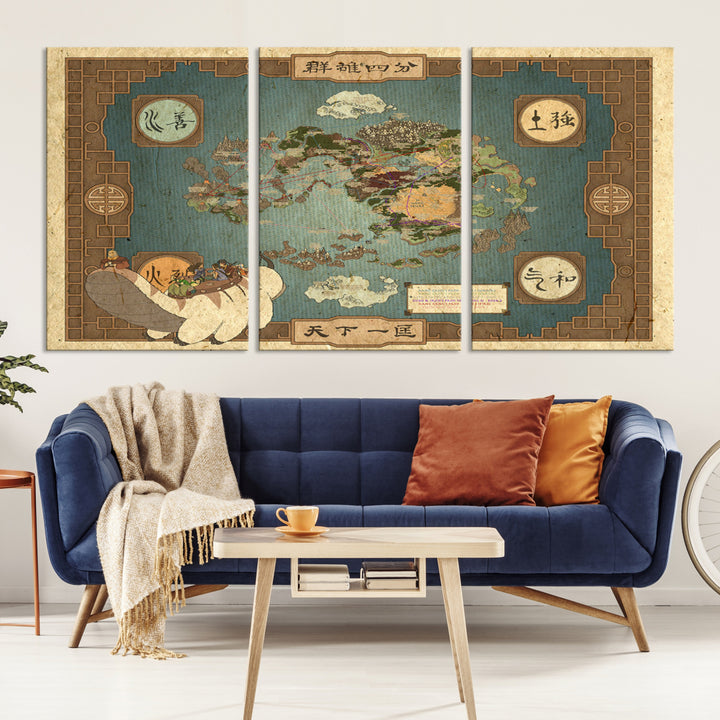 Avatar air-bender World map Canvas Wall Art Canvas Print