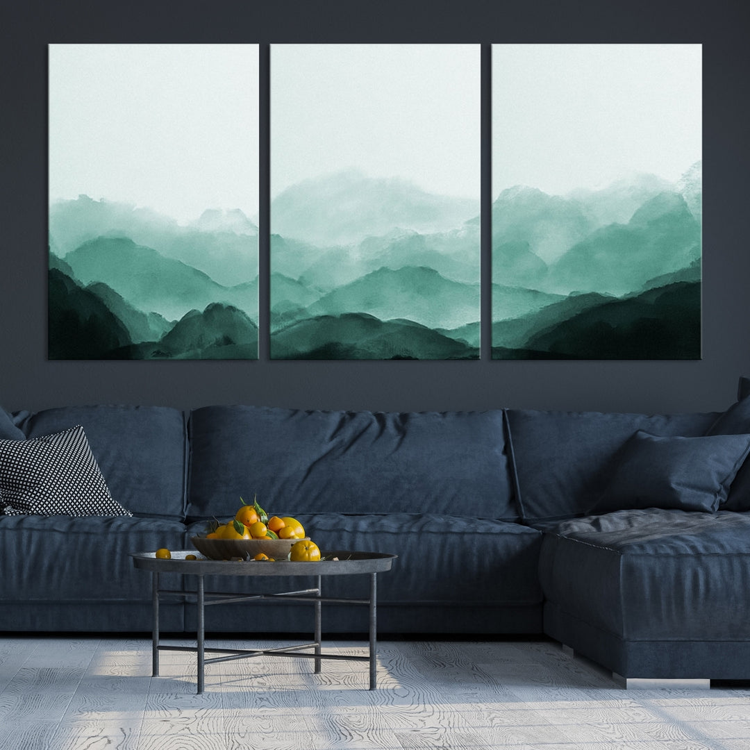 Abstract Green Mountain Canvas Wall Art Print