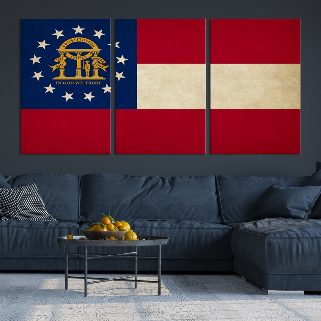 Arte de la pared de la bandera de los estados de Georgia Lienzo