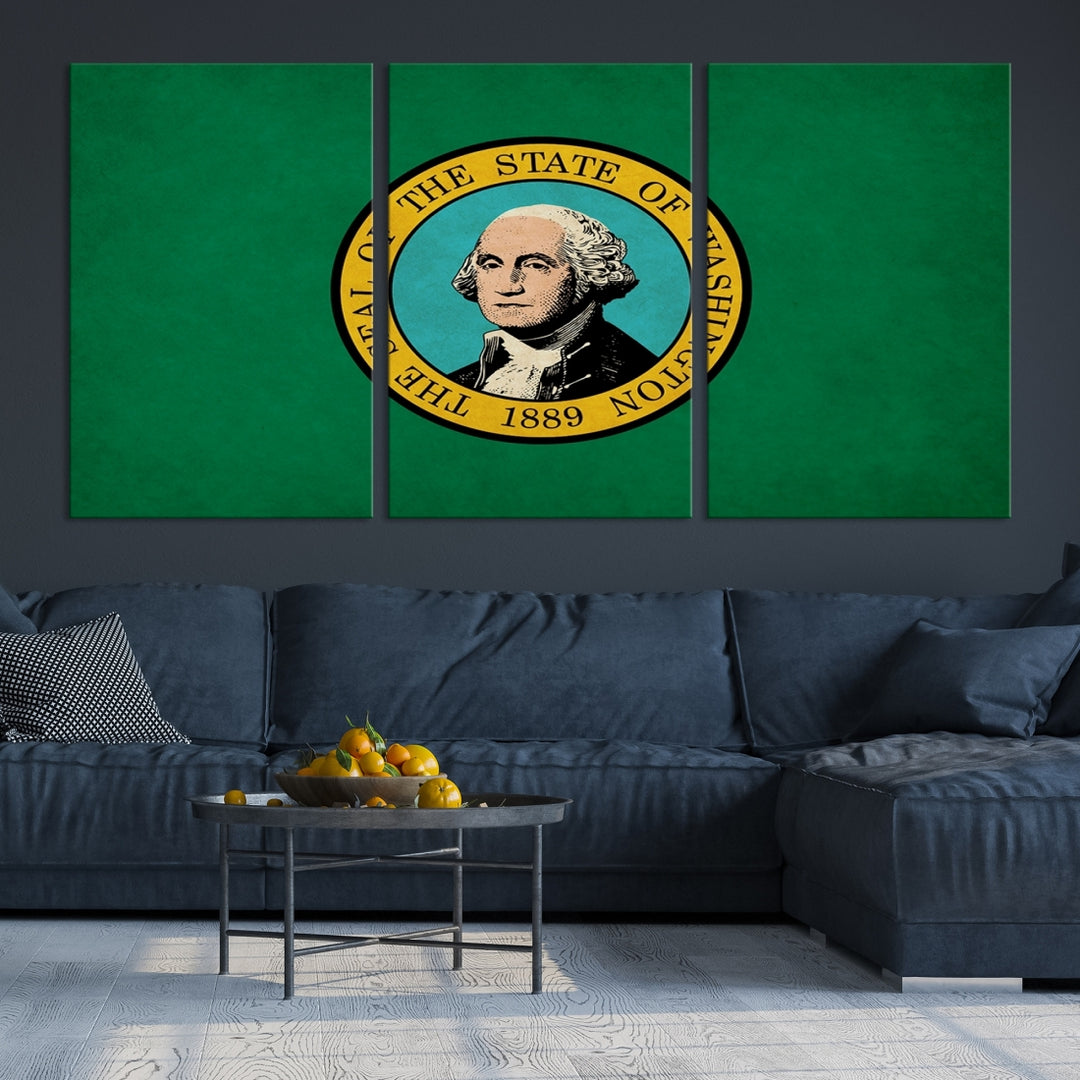 Arte de la pared de la bandera de los estados de Washington Lienzo
