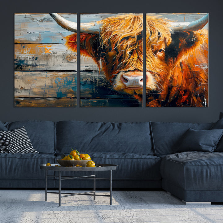 Impression sur toile d'art mural en toile de vache des Highlands écossais