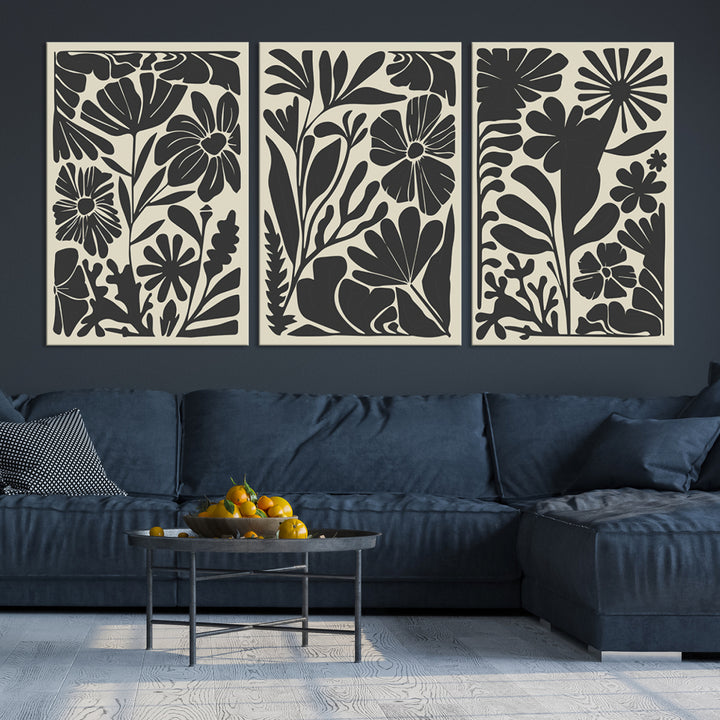 Canvas Wall Art Set Boho Abstract Floral Botanical Prints Minimalist Canvas Print