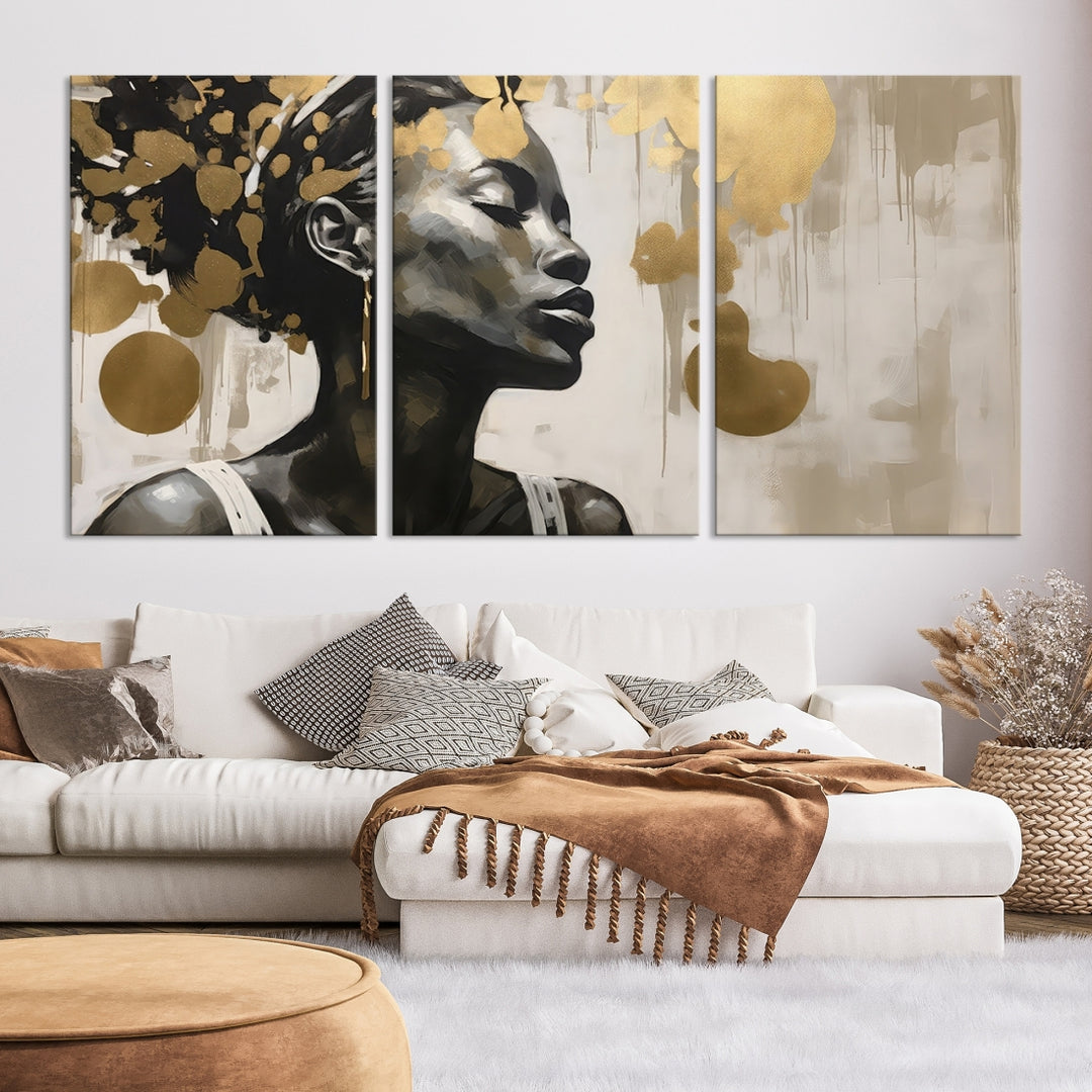 Lienzo artístico abstracto de belleza africana para mujer