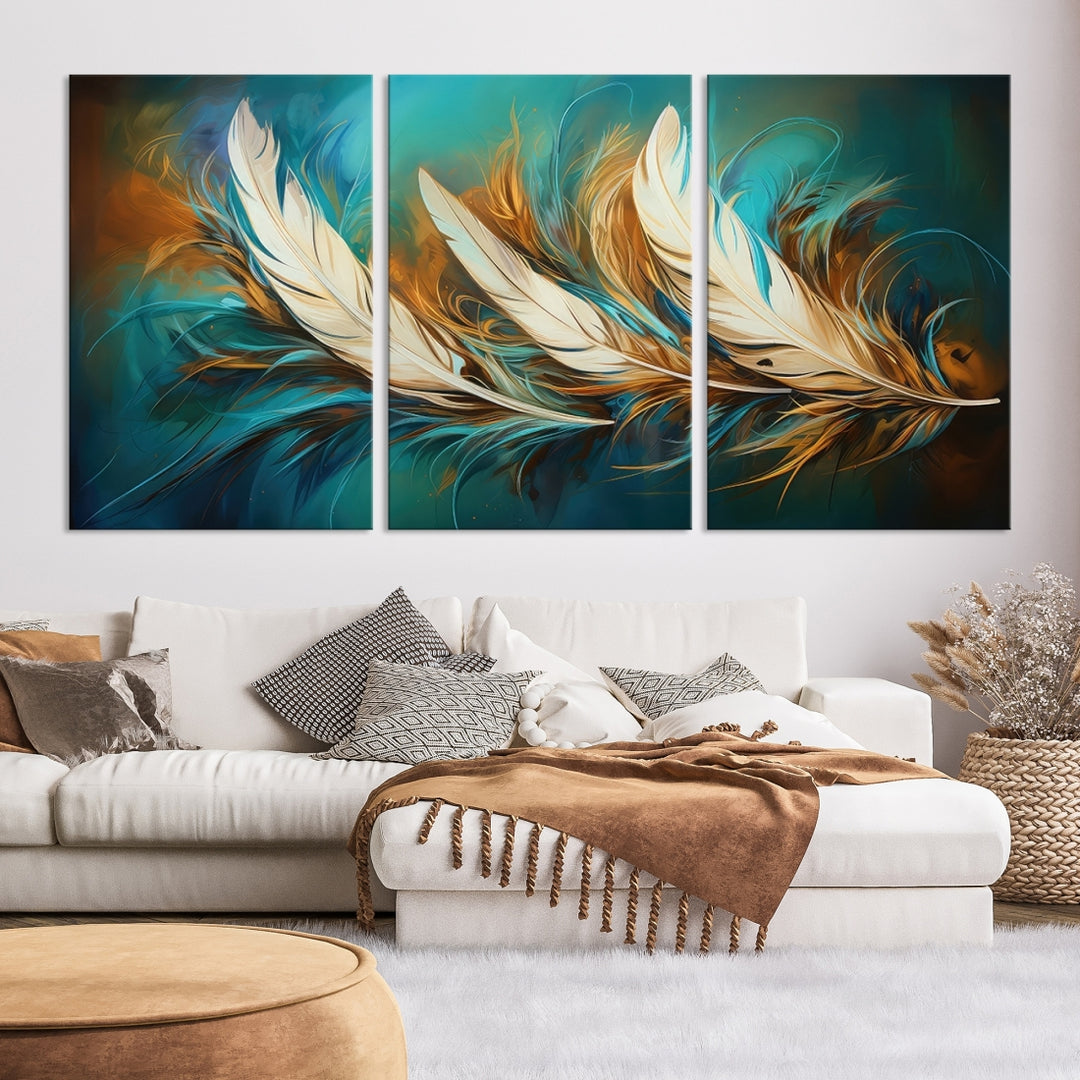 Arte abstracto de la pared de plumas Lienzo