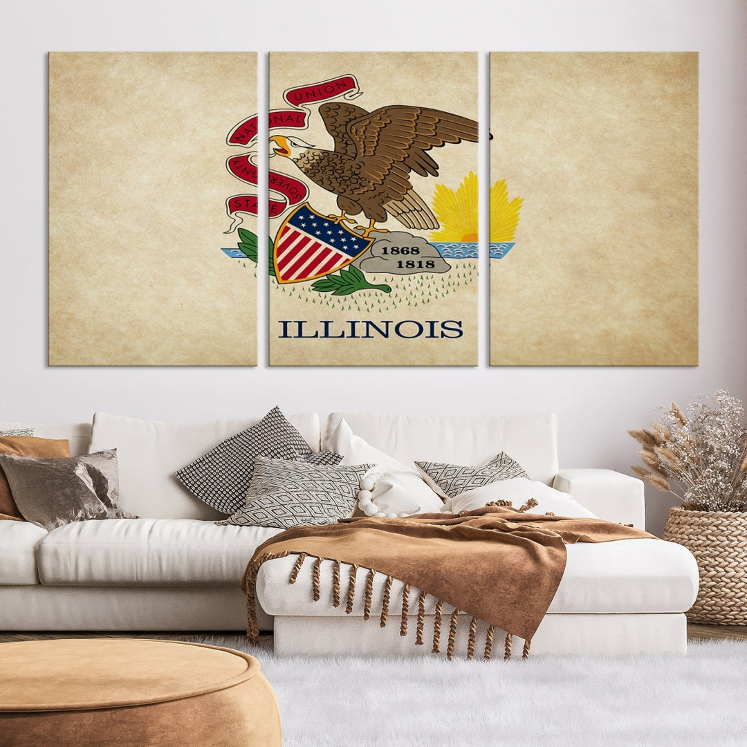 Illinois States Flag Wall Art Canvas Print