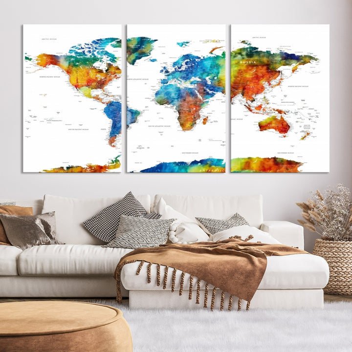 Mixcolor World Map Wall Art Canvas Print