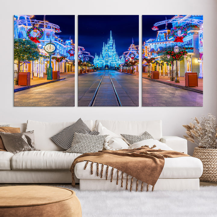 Castle Large Wall Art Disney Magic Kingdom Kids Room Decoration Disney World Christmas Home Decor Child gift - Framed Giclee and Ready to Hang